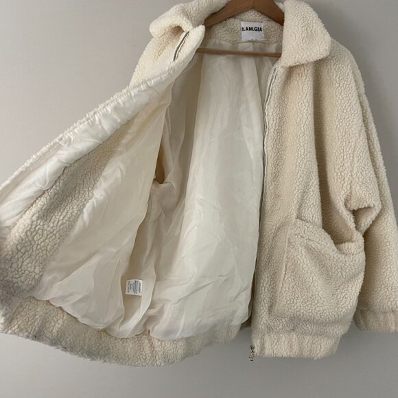 I AM GIA Pixie Cream Oversized Full Zip Teddy Jacket Size Small - Picture 6 of 6